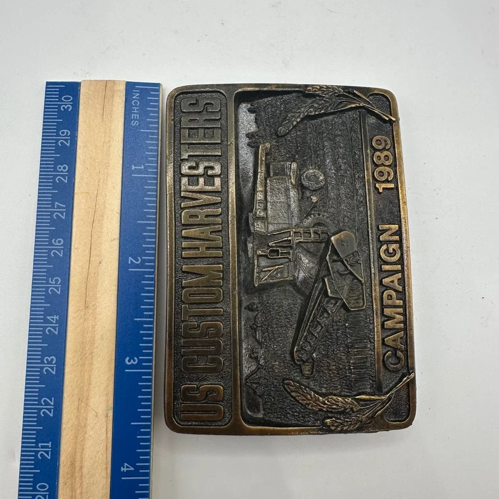 Vtg 1989 US Custom Harvesters Belt Buckle Limited Edition USA Western Cowboy